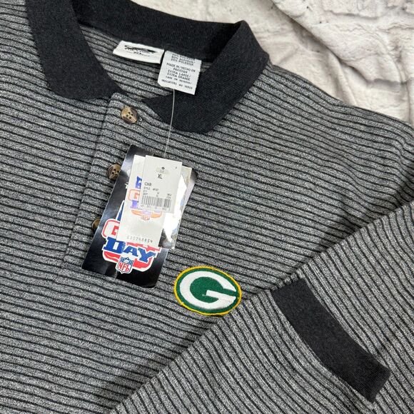 VTG 90s NFL Edge Game Day Green Bay Packers Mens XL LS Polo Shirt NOS New w Tags - Picture 1 of 8